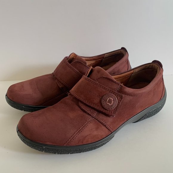 Hotter Comfort Concept Slip On Adjustable Loafer Shoes Red Suede Womens Size 7.5 - Picture 1 of 10